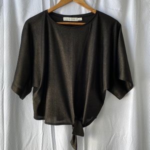 Anthropologie x Bishop + Young black & gold metallic blouse. Size M
